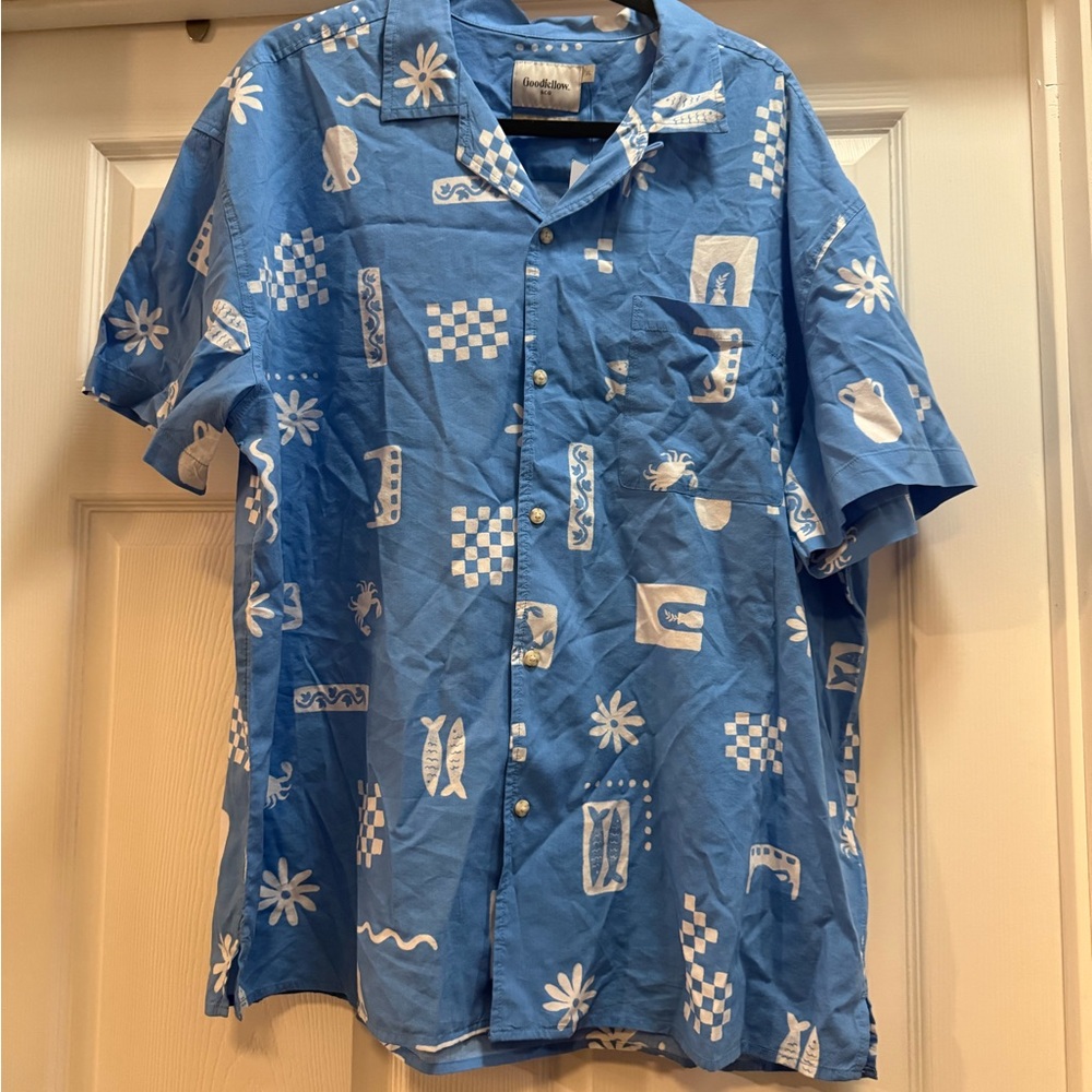 Goodfellow & Co Blue Shirt with White Patterns